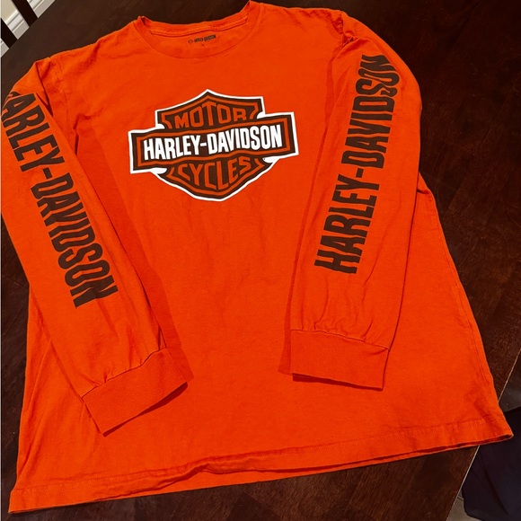 Harley-Davidson Men’s Bar and Shield Long Sleeve Safety Orange Graphic T-shirt - Picture 5 of 5